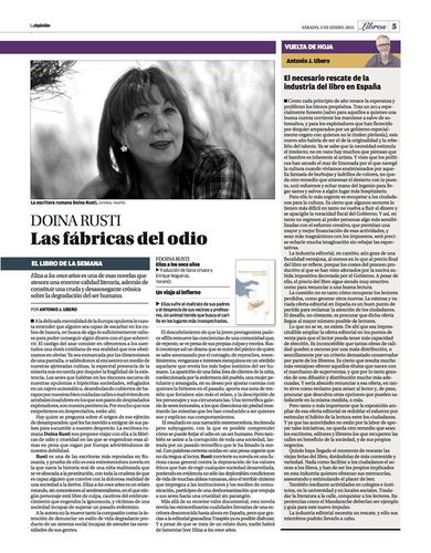 Review about Lizoanca (Eliza a los once annos) by Doina Ruști. La Opinion de Murcia, Spania - Doina Ruști