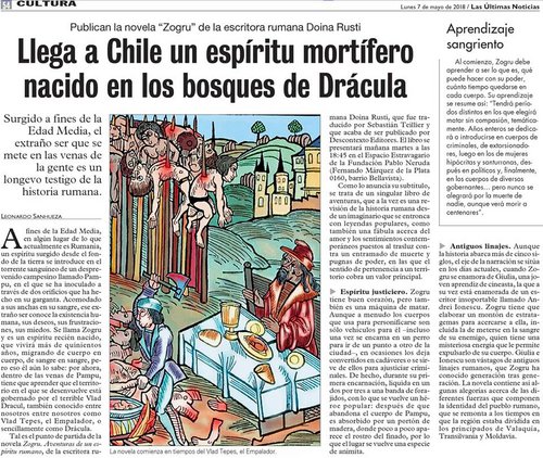 Despre Zogru într-un cotidian din Chile - Doina Ruști